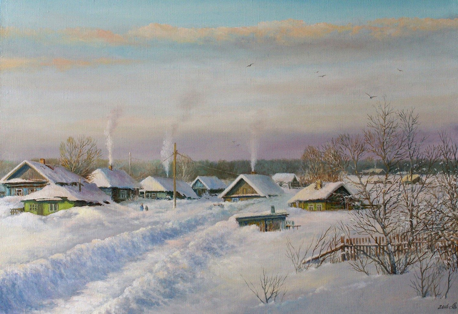 Зимний пейзаж деревенский